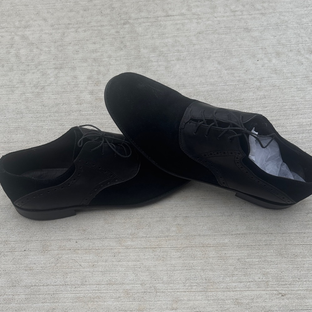 John Varvatos Black Suede Oxfords